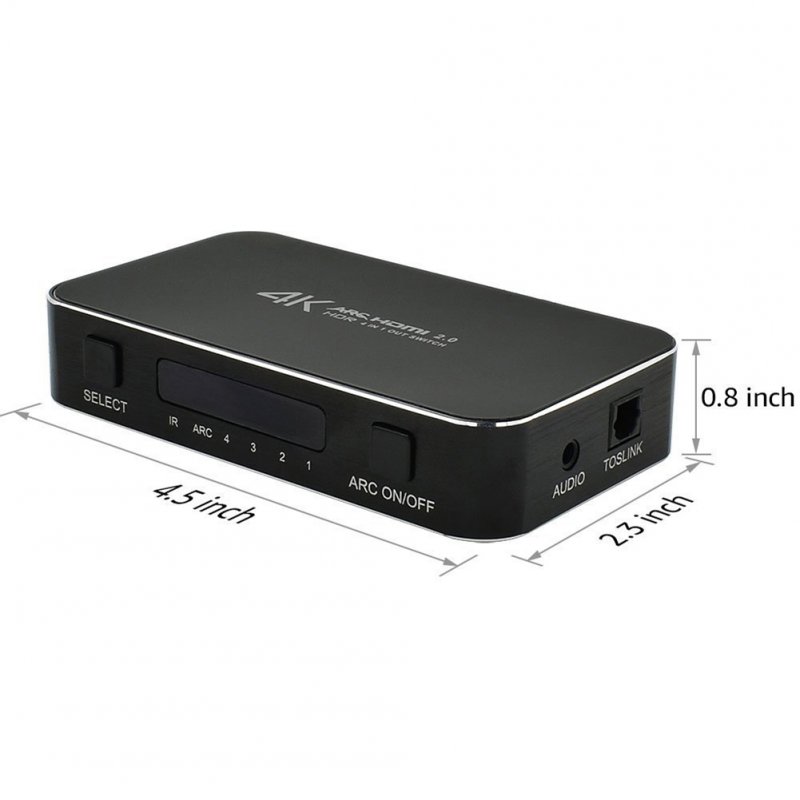 4 in 1 out HDMI Switcher Box Black
