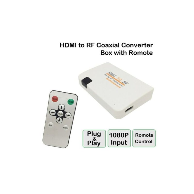 HDMI to RF Coaxial Converter Box with Remote Control EU plug