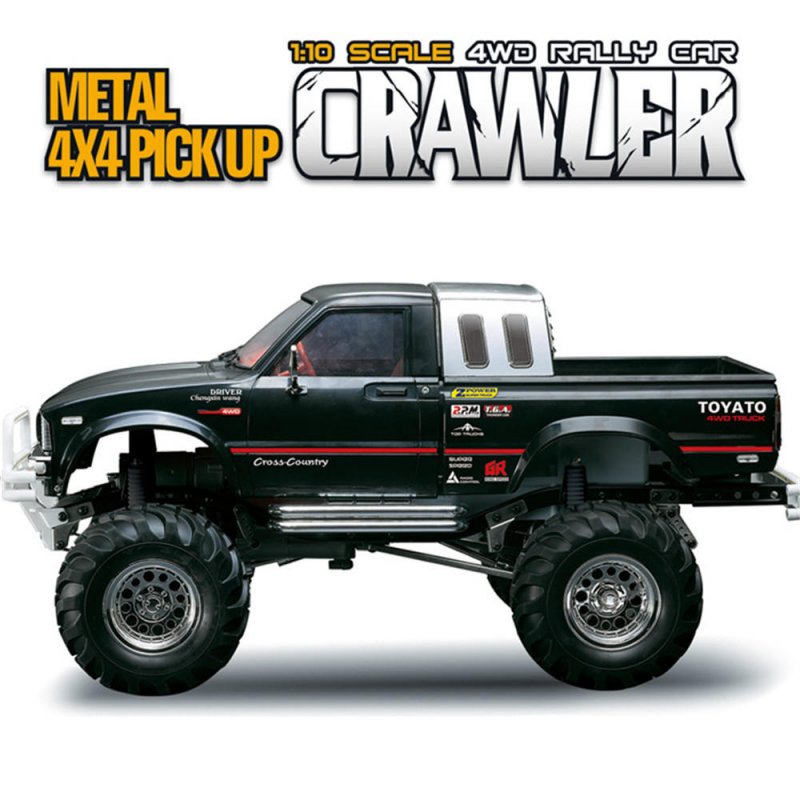 HG P407 1/10 2.4G 4WD Rally Rc Car for TOYATO Metal 4X4 Pickup Truck Rock Crawler RTR Toy  black