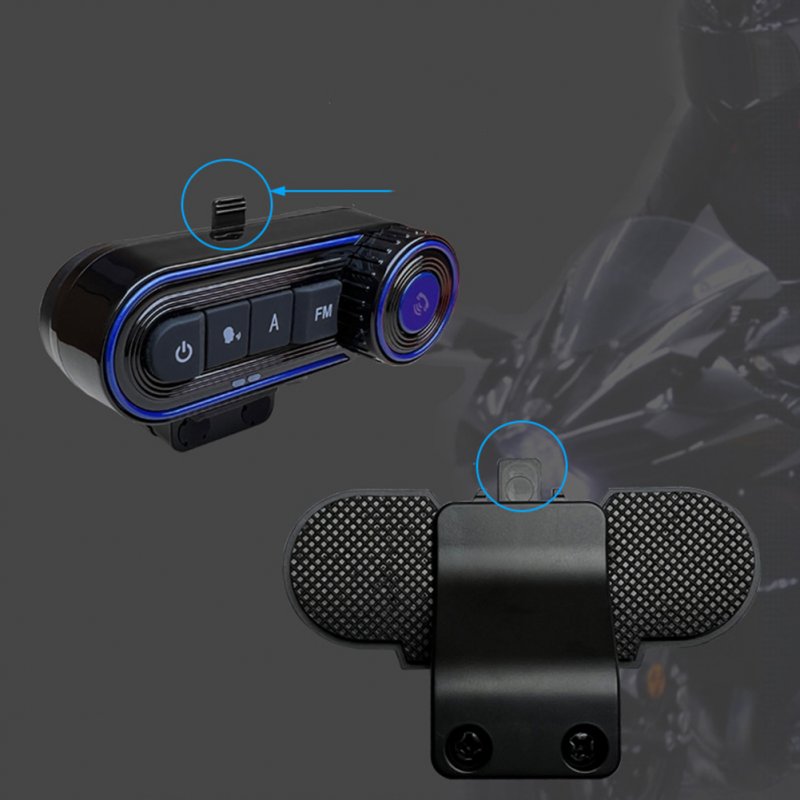 Motorcycle Bluetooth 5.3 Headset Helmet Intercom Hands-free Call Music Earphone Communicator Speaker 