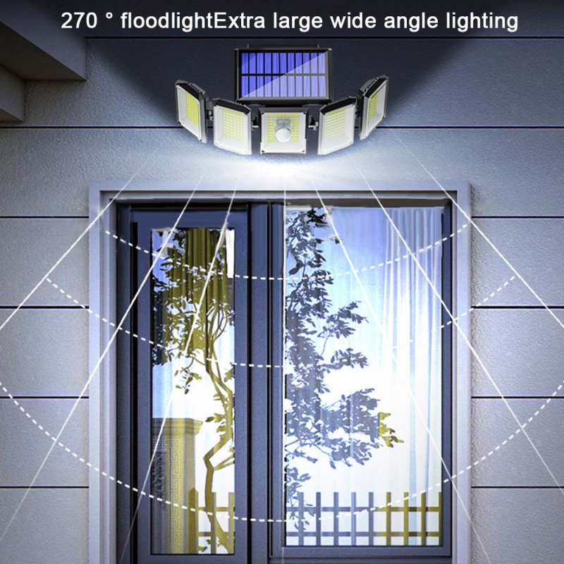 Outdoor Solar Lights 300led Motion Sensor 5 Heads LED Flood Lights with RC Waterproof Solar Security Lights B 06