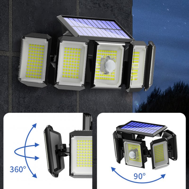 Outdoor Solar Lights 300led Motion Sensor 5 Heads LED Flood Lights with RC Waterproof Solar Security Lights B 06