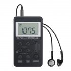 HRD-103 Radio Operated By USB Cable Rechargeable Excellent Reception Pocket Radio For Senior Running Walking Home black