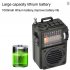 HRD 700 Radio AM FM SW Rechargeable Portable Mini Radio With Retractable Antenna TFCard Slot Music Player green
