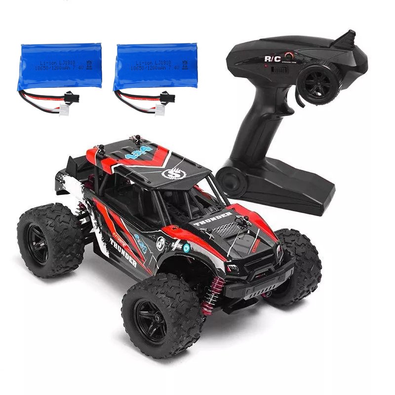 HS 18311/18312 1/18 40+MPH 2.4G 4CH 4WD High Speed Climber Crawler RC Car Toys red_Double battery