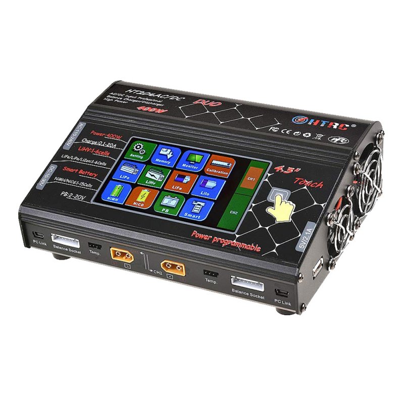 HTRC HT206 RC Battery Charger 4.3inch LCD Touch Screen Balance Discharger AC/DC 3X200W 3X20A AU Plug