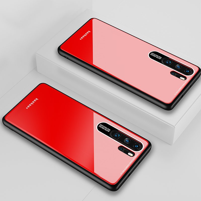 HUAWEI P30 Pro Simple Solid Color Acrylic Backboard + TPU Soft Edge Anti-scratch Anti-fall Protective Back Case red