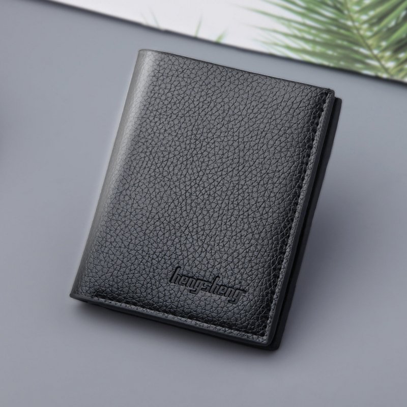 Men Artifical Pu Leather  Wallet With Card Slots Multifunctional Lychee Pattern Ultra Strong Stitching Short Business Wallet 6572 