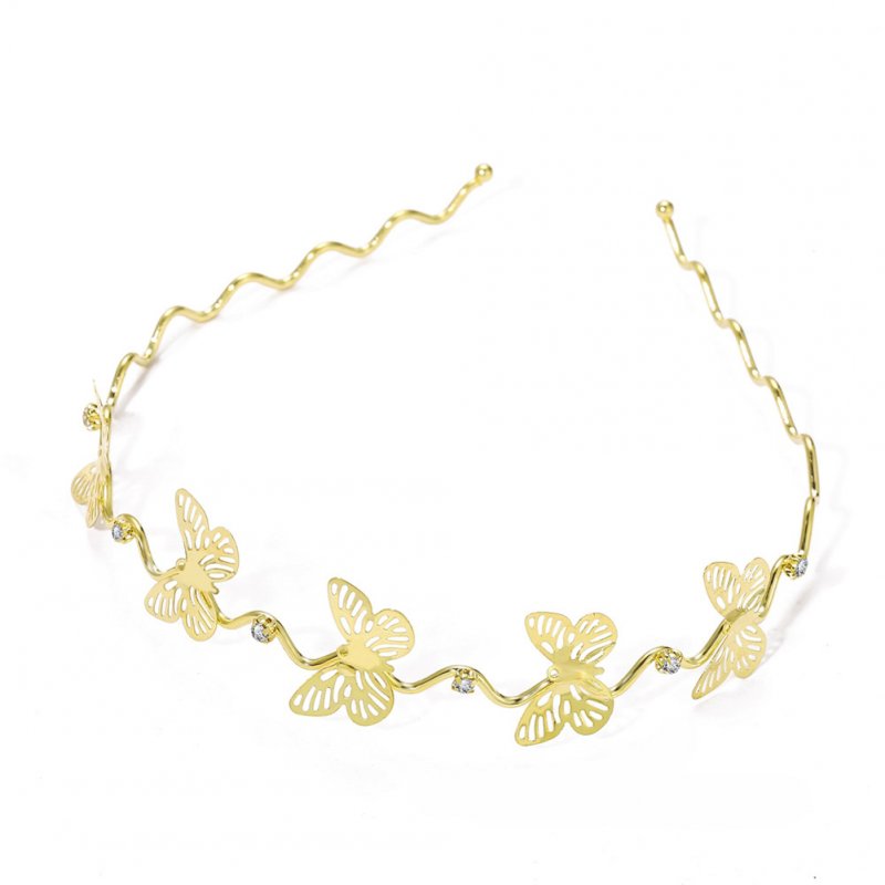 Hair Band Retro Style Alloy Metal Butterfly-shape Water Drill Headband