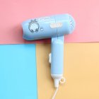 Hair Dryer Mini Cartoon Foldable Portable Hair Dryer Student Dormitory Small Power 400W Hair Dryer blue chinchilla_US Plug
