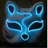 Half Faced LED Light Emitting Japanese styel Mask for Halloween Dress up Party Dance 16X18CM Ice blue