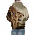 Halloween 3D Lion Printed Hoodie Cool Animal Hooded Swearshirt Men Women Pullover Yellow lion XXL