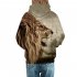 Halloween 3D Lion Printed Hoodie Cool Animal Hooded Swearshirt Men Women Pullover Yellow lion M