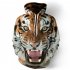 Halloween 3D Printed Tiger Hoodie Animal Cool Long Sleeve Hooded Pullover as shown S