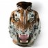 Halloween 3D Printed Tiger Hoodie Animal Cool Long Sleeve Hooded Pullover as shown XXL