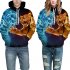Halloween Christmas Men Women 3D Print Hoodie Cool Ice and Fire Wolf Hooded Pullover Sweatshirts WE 233 L