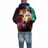 Halloween Christmas Men Women 3D Colorful Wolf Print Hoodie Cool Hooded Pullover Sweatshirts WE 307 M
