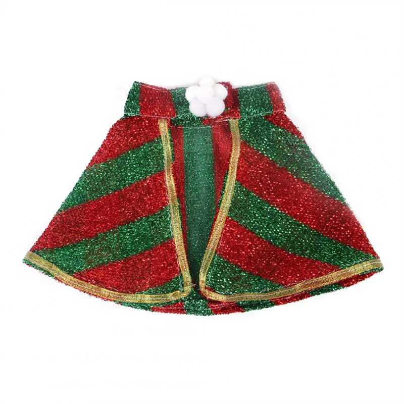 Halloween Christmas Pet Cape Cloak Puppy Cat Outfit Dress Up Coat Costume Red and green bars_S