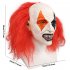 Halloween Clown Latex Mask with Red Wig Funny Headgear Cosplay Props for Horror Theme Party