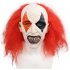Halloween Clown Latex Mask with Red Wig Funny Headgear Cosplay Props for Horror Theme Party