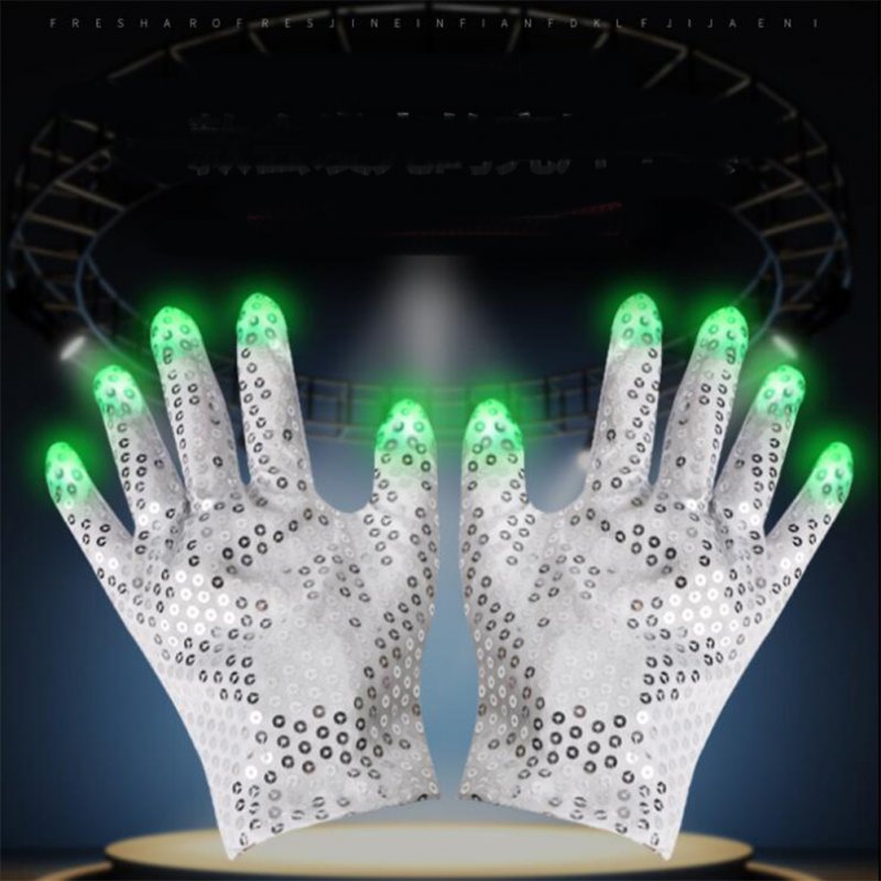 Halloween Costume Props Sequins Decoration LED Coloful Lights Glowing Gloves As shown
