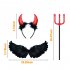 Halloween Costume Set Black Angel Wings Devil Fork Devil Horn For Children Headband Cosplay Props 3pcs set medium