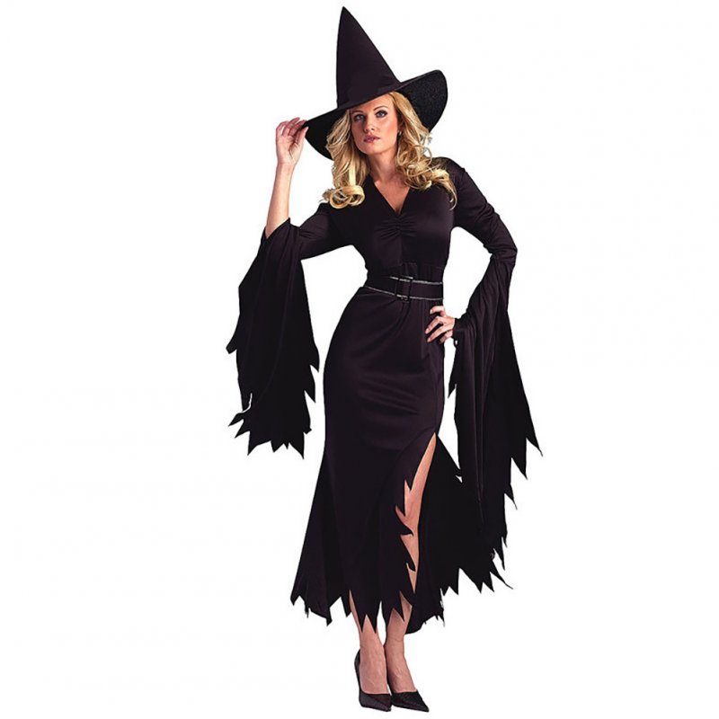 Halloween Costumes Pure Color Irregular witch Costume for Women Adult Dress Party Carnival Stage Cosplay Clothing black_XL