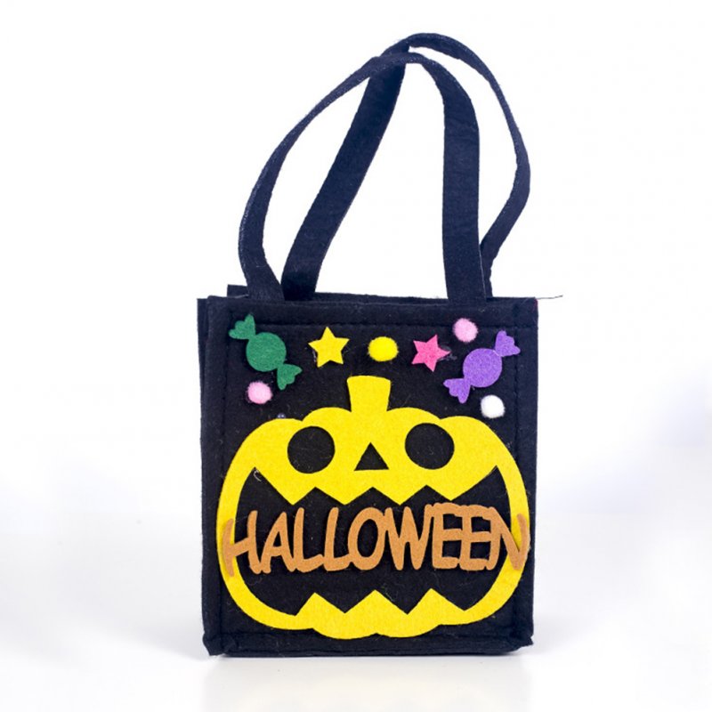 Halloween Decorations,Halloween Candy Felt Holder Bag, Cartoon Gift Hand Bag,Halloween Lovely Trick or Treating Bag A black