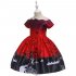 Halloween Dress Pumpkin Bat Print Princess Dress with Hat WS005 Red  with hat  120cm