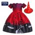 Halloween Dress Pumpkin Bat Print Princess Dress with Hat WS005 Red  with hat  100cm