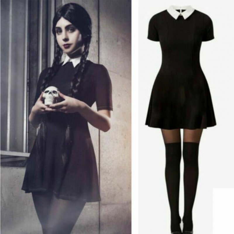 peter pan collar dress black
