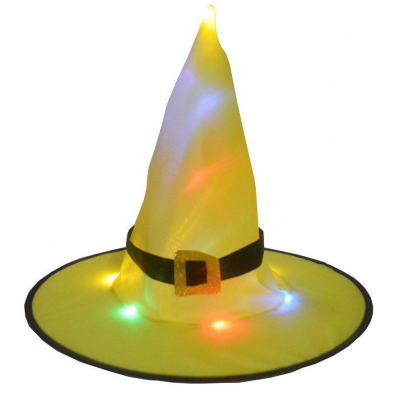 Halloween Glowing Witch Hat Lighting Head-wear for Outdoor Cosplay Props Yellow