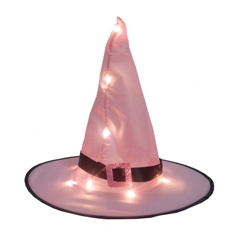 Halloween Glowing Witch Hat Lighting Head-wear for Outdoor Cosplay Props Pink