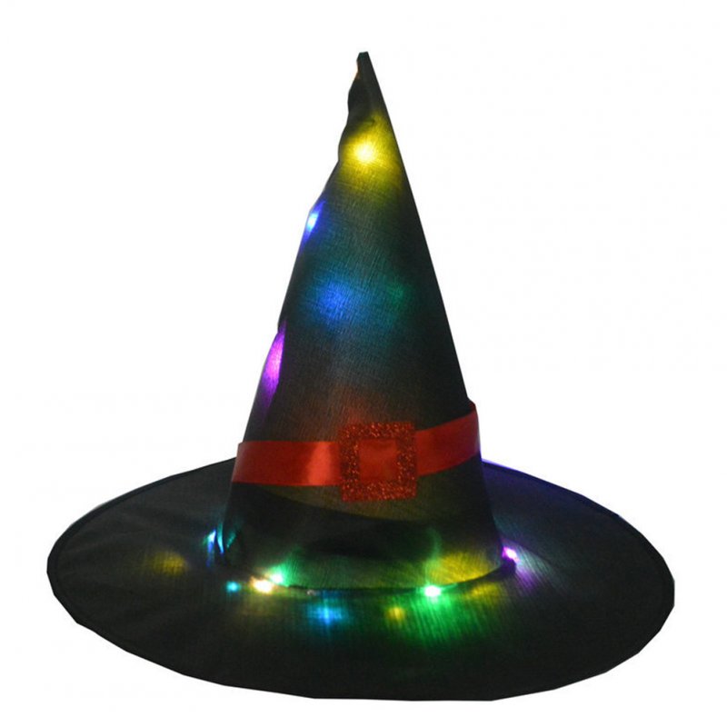 Halloween Glowing Witch Hat Lighting Head-wear for Outdoor Cosplay Props Black