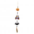 Halloween Hanging Ornaments With Tassels Wooden Beads Pumpkin Bat Gnome Wooden Pendant For Trick Or Treat Party Decor bat