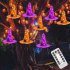 Halloween Hanging Witch Hats With Timing Function 8 Lighting Modes 5000K IP44 Waterproof Battery Powered For Halloween Decorations  32 x 38 Cm  Orange   Purple