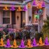 Halloween Hanging Witch Hats With Timing Function 8 Lighting Modes 5000K IP44 Waterproof Battery Powered For Halloween Decorations  32 x 38 Cm  Orange   Purple