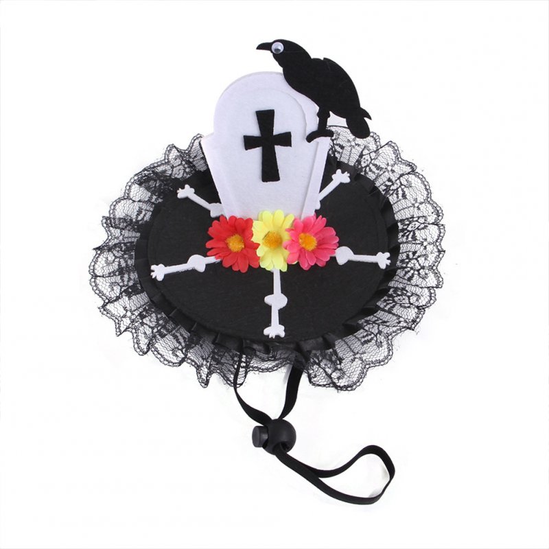 Halloween  Hat For Dogs Cats Skull Cross Print Headgear Pet Supplies Cross_One size