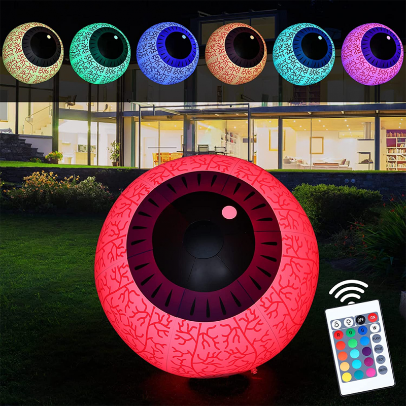 Halloween Inflatable Eyeball Light With Built-in Led Lights Horror Props For Indoor Outdoor Yard Garden Decor Remote control model-60cm