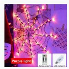 Halloween Led Cobweb Decorative Lamp 8 Modes String Lights With Remote Control For Bedroom Living Room Decor Purple light -USB