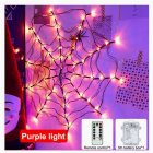 Halloween Led Cobweb Decorative Lamp 8 Modes String Lights With Remote Control For Bedroom Living Room Decor Purple light -battery box