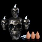 Halloween Led Scary Skull Smoke Lamp Bar Haunted House Desktop Ornaments For Halloween Party Decoration dark gold