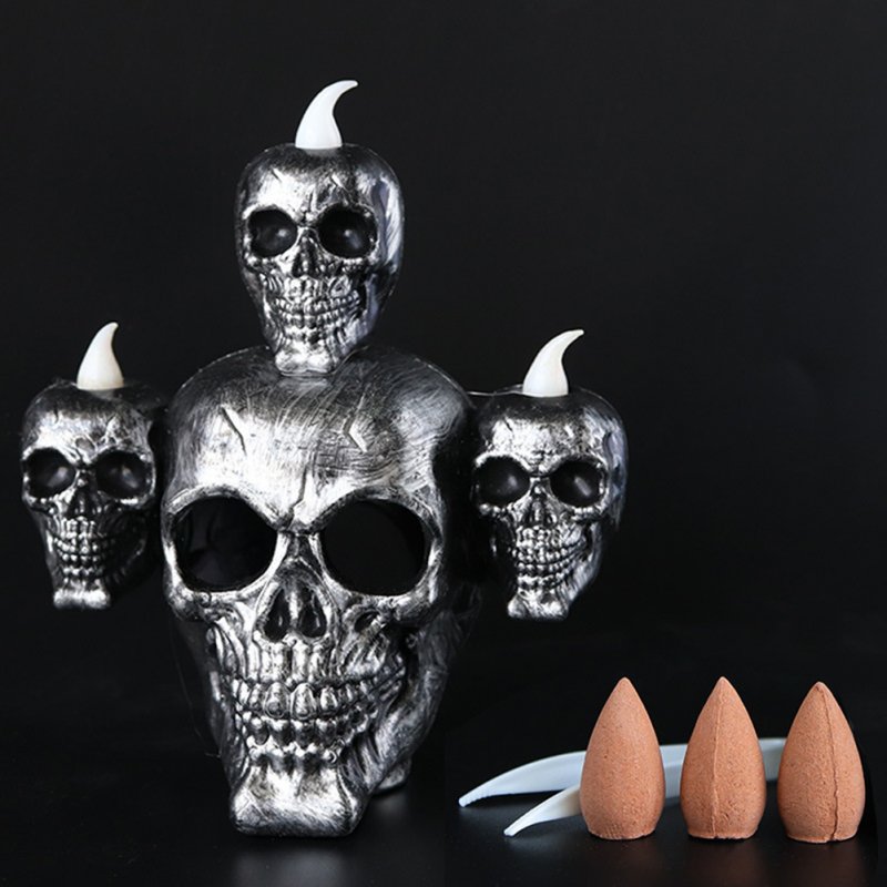 Halloween Led Scary Skull Smoke Lamp Bar Haunted House Desktop Ornaments for Halloween Party dark gold