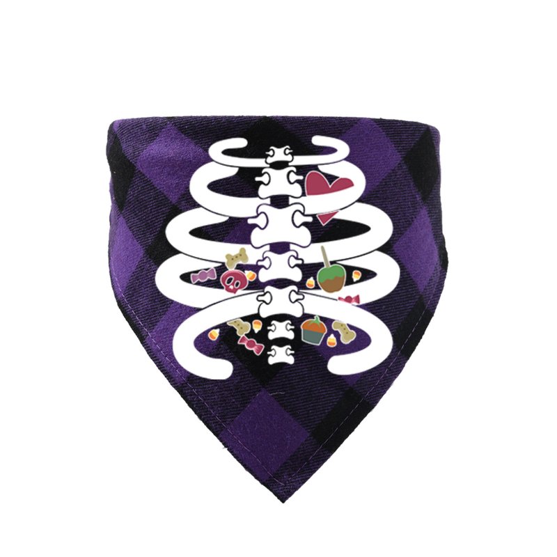 Halloween Luminous Dog Bandanas Halloween Trick Or Treat Dog Plaid Bandana Puppy Costume Decorations For Halloween Holiday