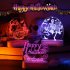 Halloween Night Light Colorful Pumpkin Skull 3D Illusion Desk Lamp Ornaments For Halloween Party Gifts Decorations  Pumpkin Wizard  Color adjustable 2w