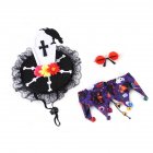 Halloween Pet Costume Set Funny Printing Scarf Hat Glasses Set For Cats Dogs Pet Dress Up Accessories 3 piece set As shown