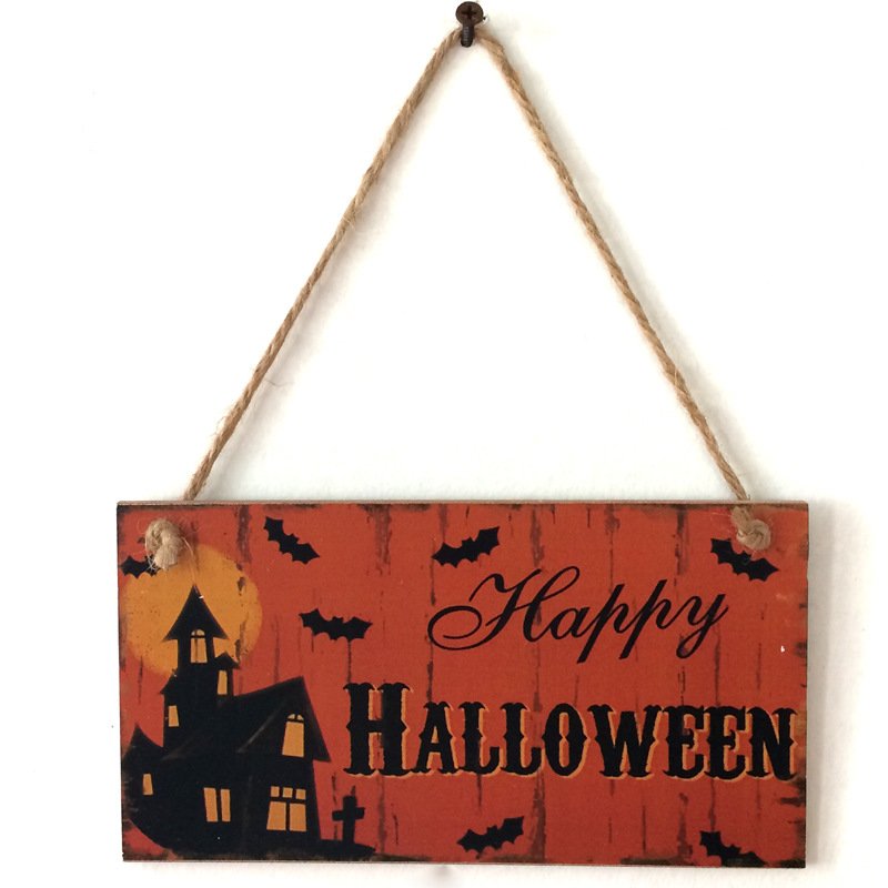Halloween Plaque Hanging Board Wooden Craft Carnival Night Ghost Festival Decor