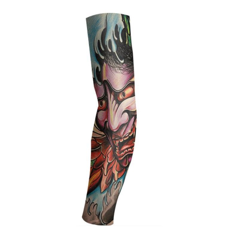 Halloween Props Sleeves Tattoo Sleeves Sunscreen UV Protection Cooling Outdoor Sports Riding Elastic Nylon Sleeves Single price (95)_One size