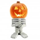Halloween Pumpkin Head Resin Crafts Pumpkin Knights LED Glowing Garden Ornament
