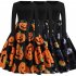 Halloween Pumpkin Print Dress with Long Sleeves and Belt JY13071 M
